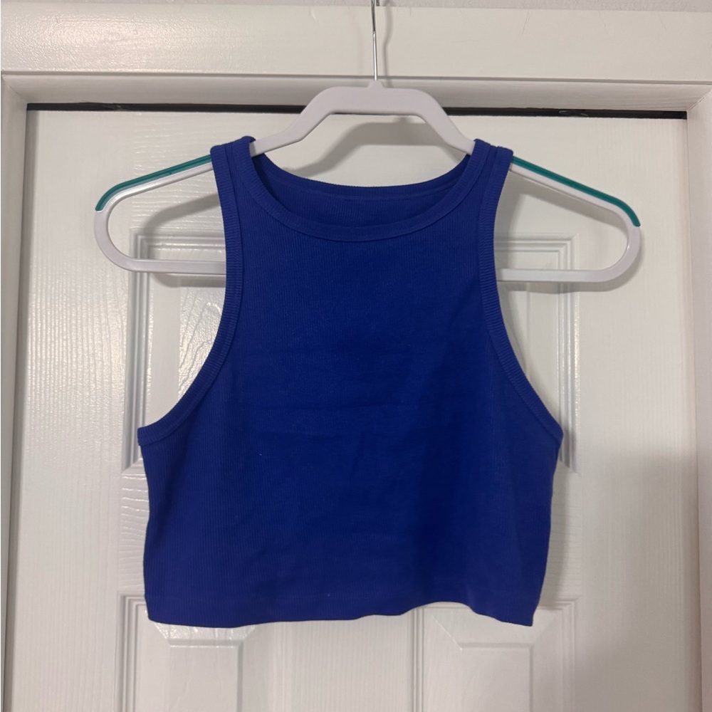 Blue Cropped Tank Top